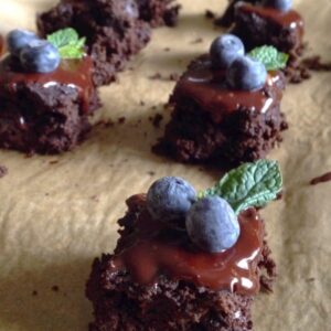 Flourless Brownies with Mint Chocolate Ganache