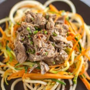 Asian Slow Cooker Pork with Zucchini Carrot and Apple Noodles | clube.futebolmilionario.com