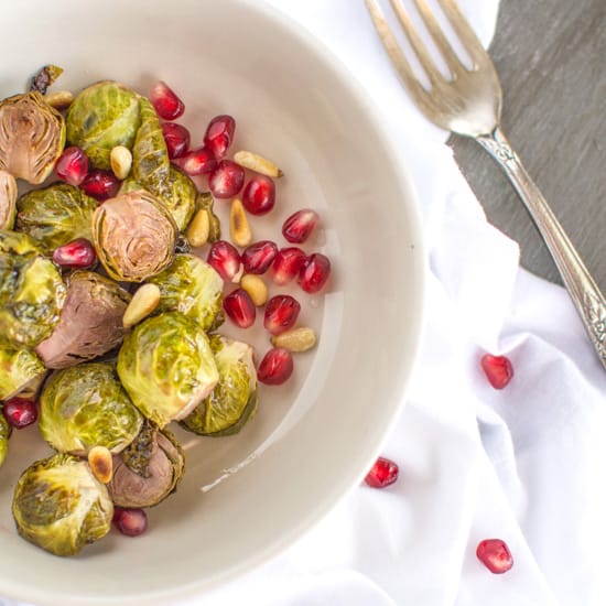 Vegan Pomegranate Glazed Brussels Sprouts