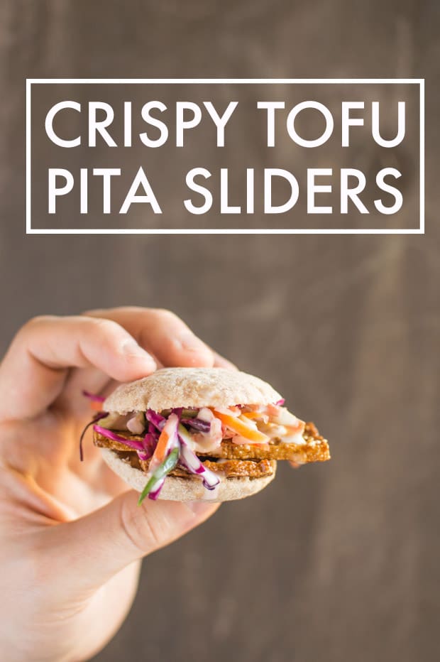 Crispy Tofu Pita Sliders - deliciously crispy tofu strips with quick pickled vegetables and a miso aioli | clube.futebolmilionario.com