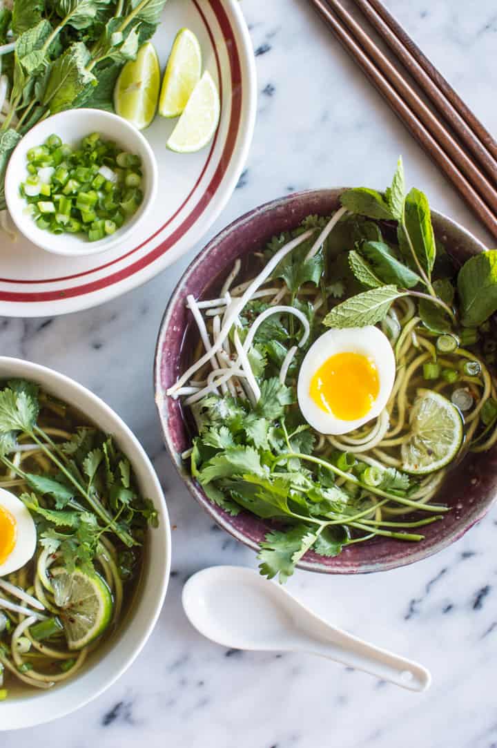 Quick Vegetarian Pho with Zucchini Noodles - an easy pho recipe that anyone can make!