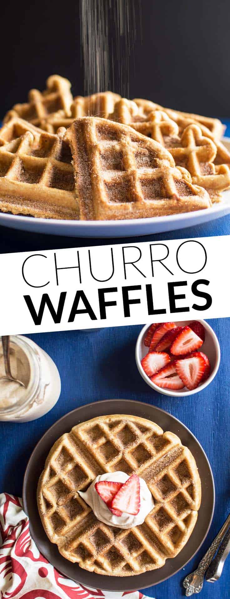Churro Waffles with Cayenne Whipped Cream - perfect for lunch! @healthynibs