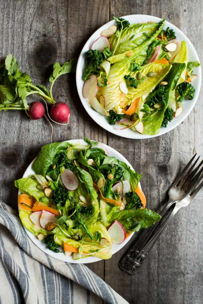Spring Salad with Lemongrass Vinaigrette - a delicious zingy vegan appetizer! by @healthynibs