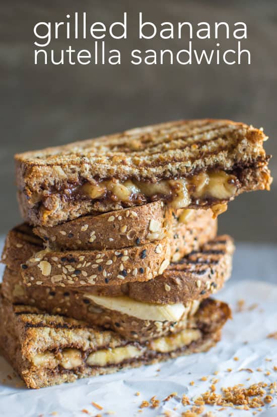 Grilled Banana Nutella Sandwich - easy, decadent snack by @healthynibs