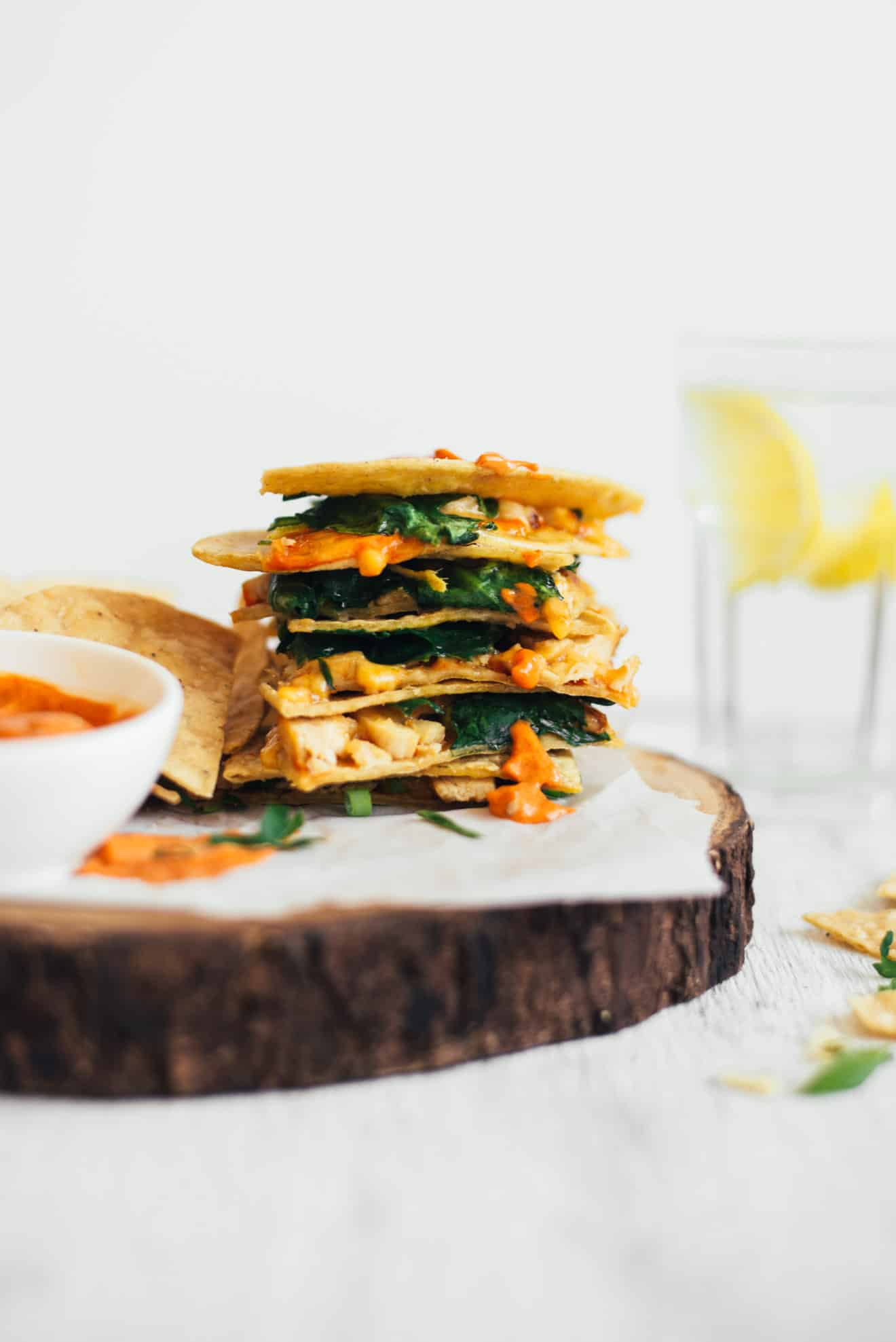 Chicken Quesadillas with Gochujang Sauce - easy gluten free meal in under 30 minutes!