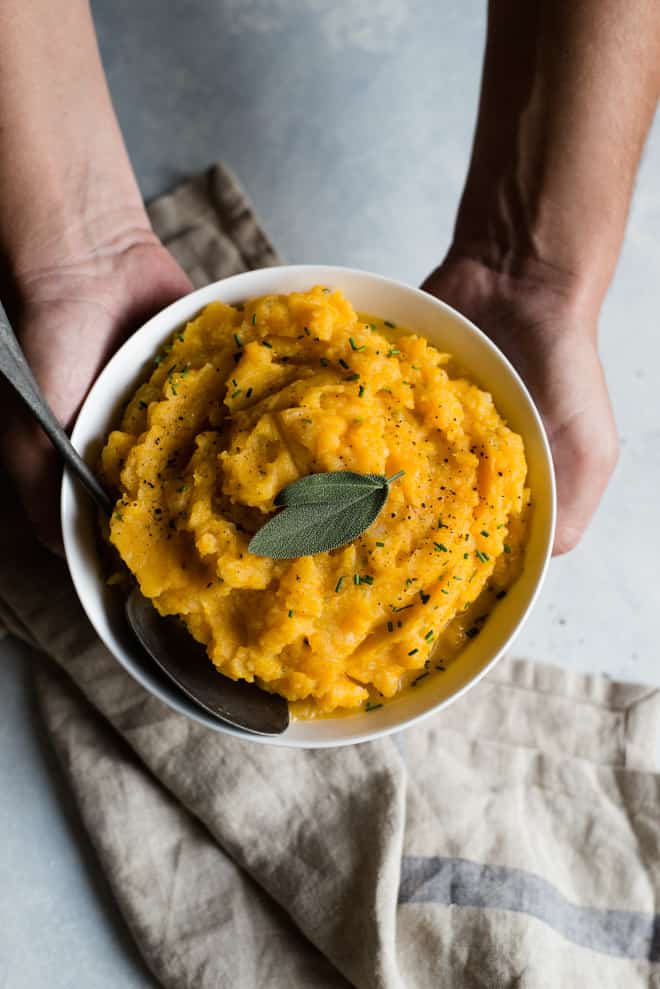 Butternut Squash Mashed Potatoes - a healthy side dish great for weeknights and the holidays!