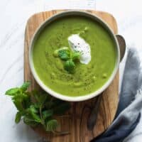 Pea and Mint Soup - a healthy, gluten free soup that's packed with vegetables!