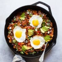 Chilaquiles with Gochujang: a Korean Mexican fusion dish perfect for brunch! #vegetarian #gluten free #healthy