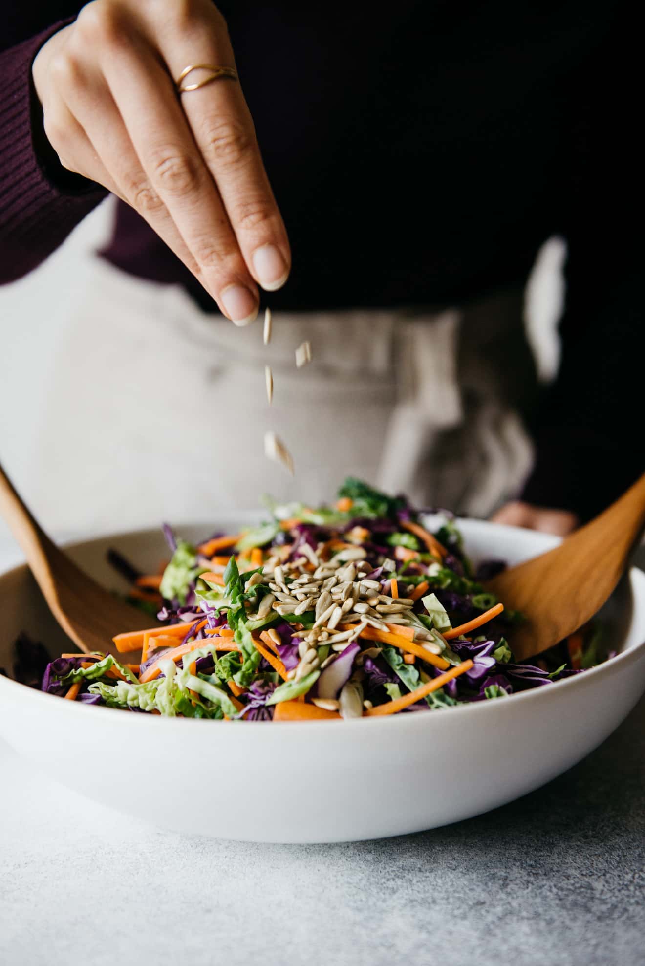Cabbage and Carrot Slaw with Almond Butter Vinaigrette #vegan #glutenfree #healthy