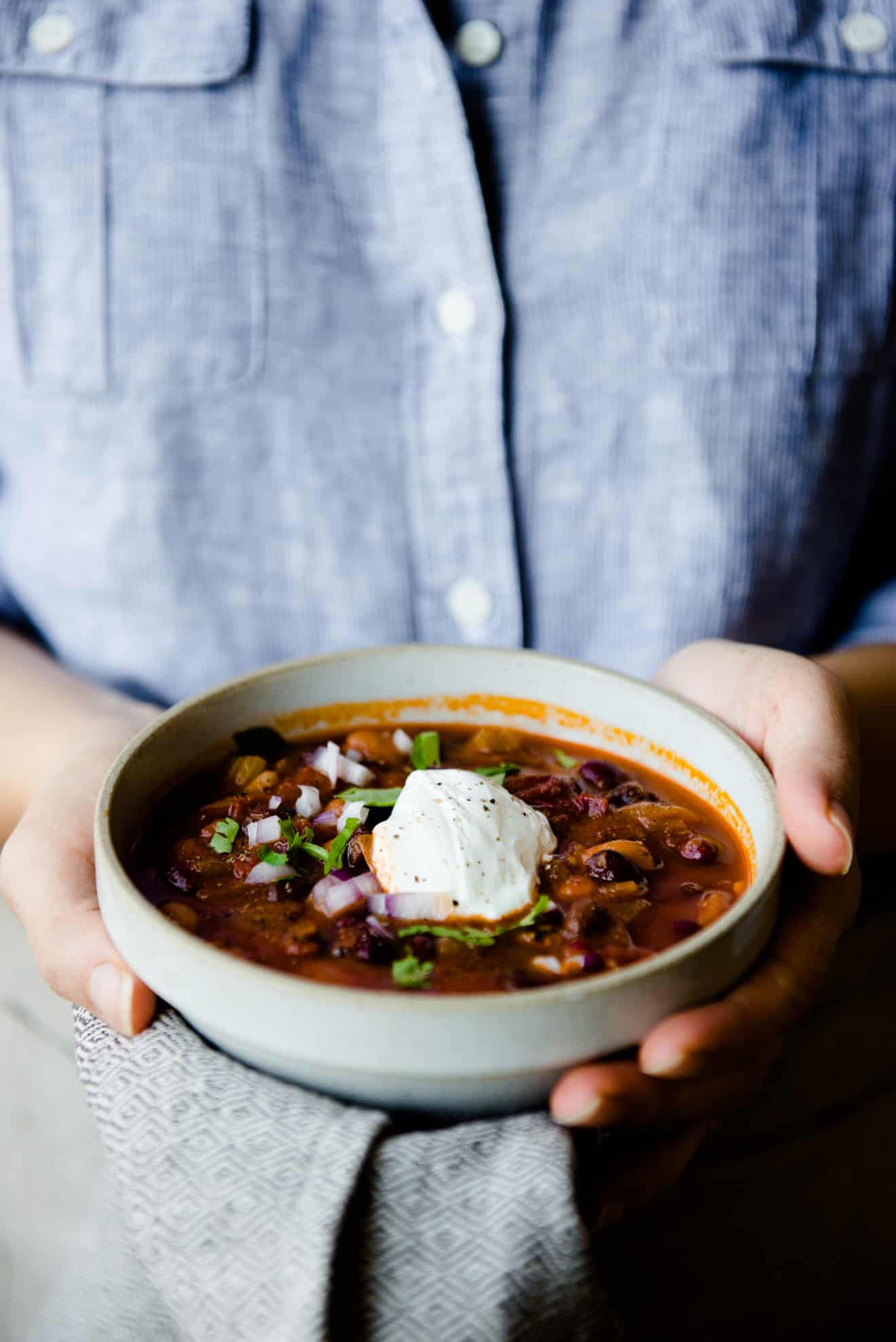 Chipotle Vegetarian Three Bean Chili - an easy and filling one-pot meal that is packed with protein!