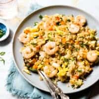 Shrimp & Egg Fried Rice - easy, healthy meal in less than 30 minutes!