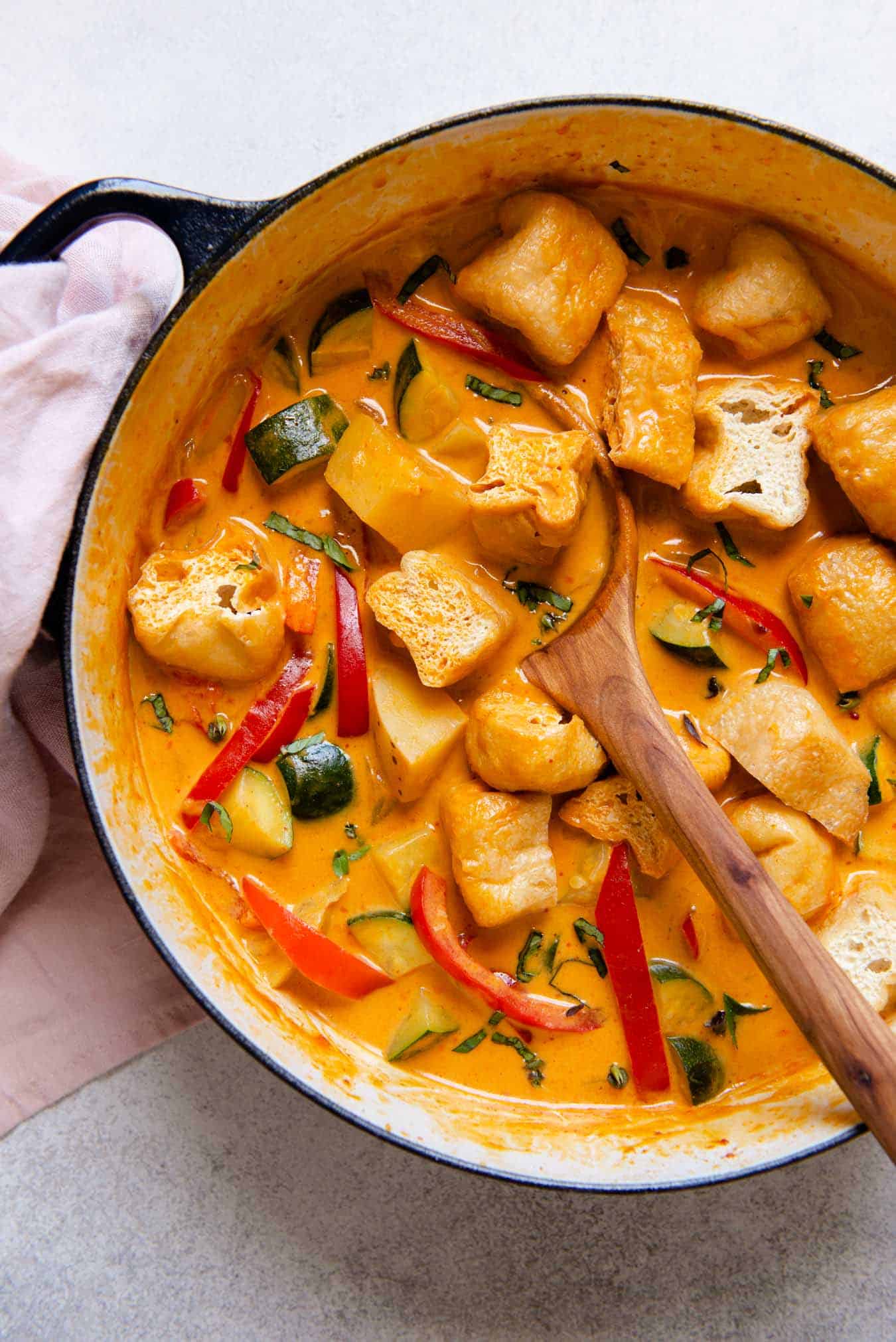 Thai Vegetable Red Curry with Tofu Puffs