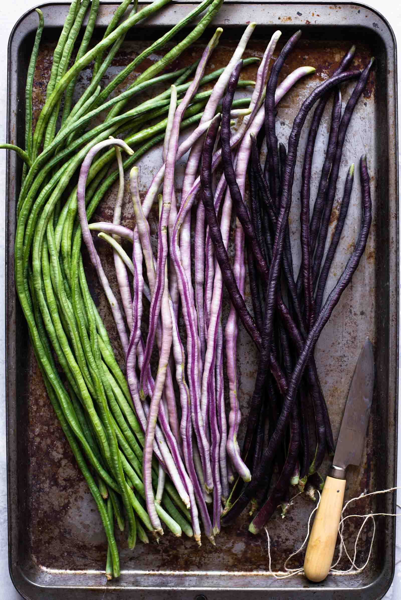 green and purple yardlongbeans