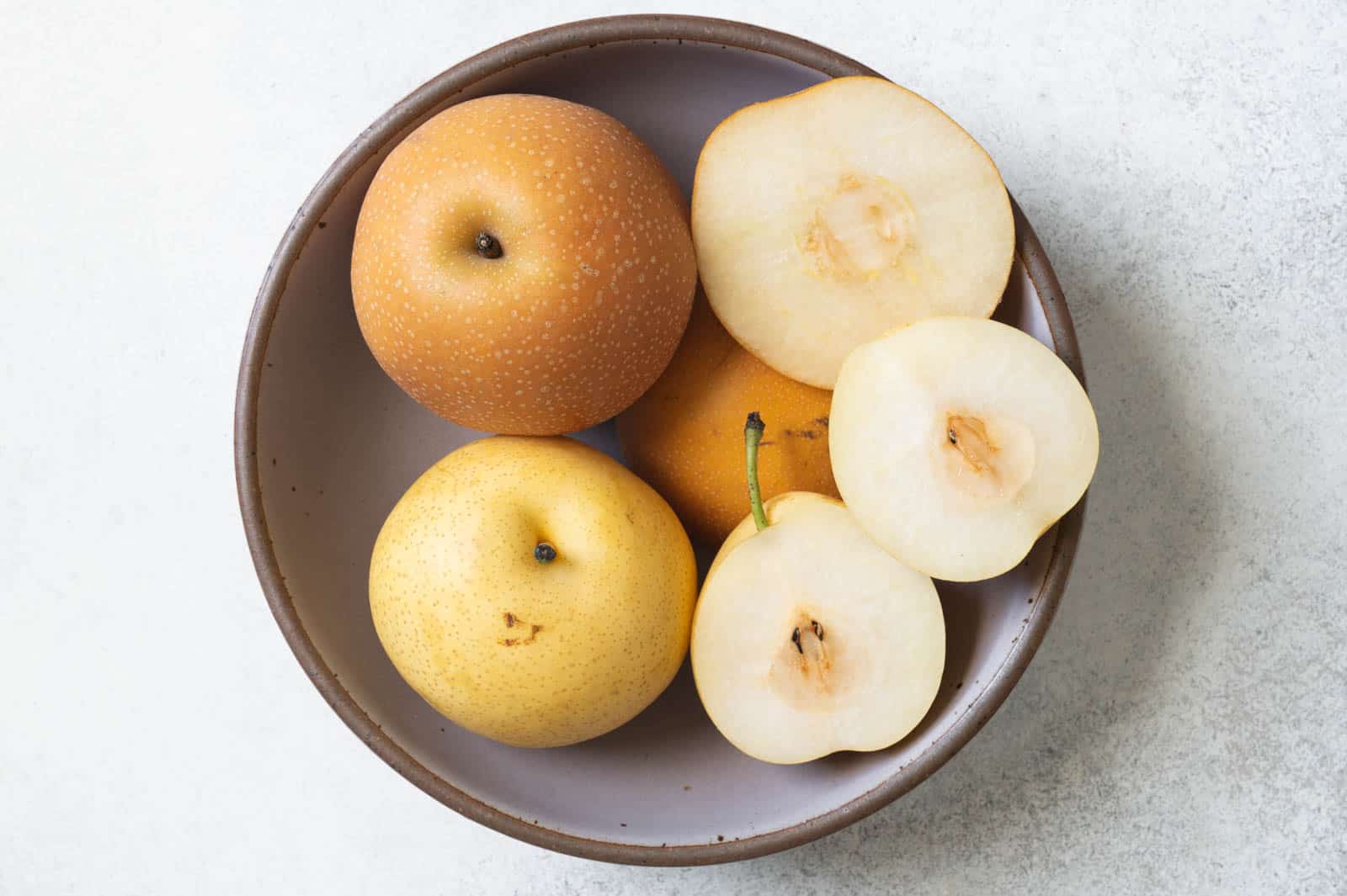 Asian pears in a bowl