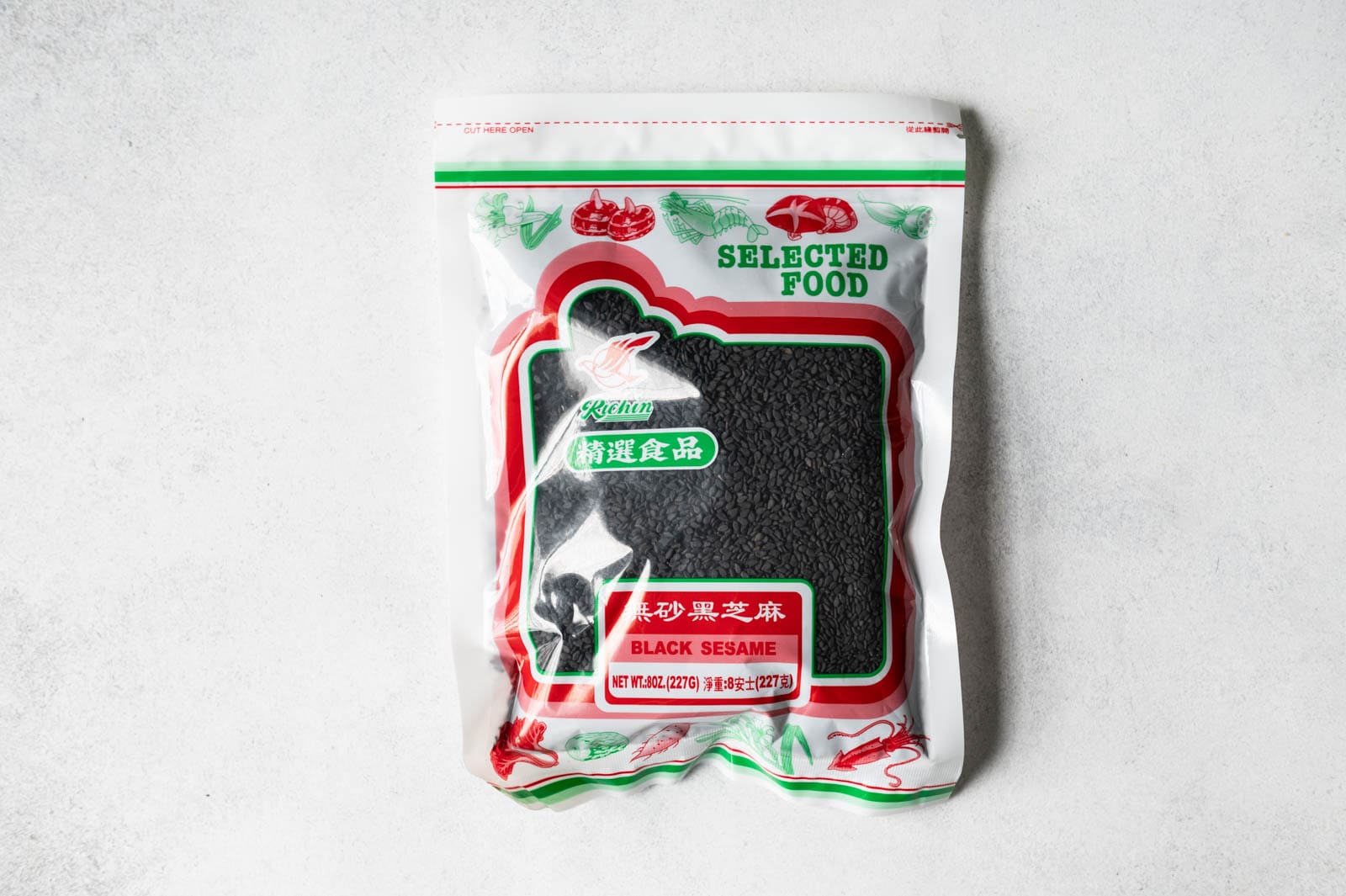 Bag of black sesame seeds